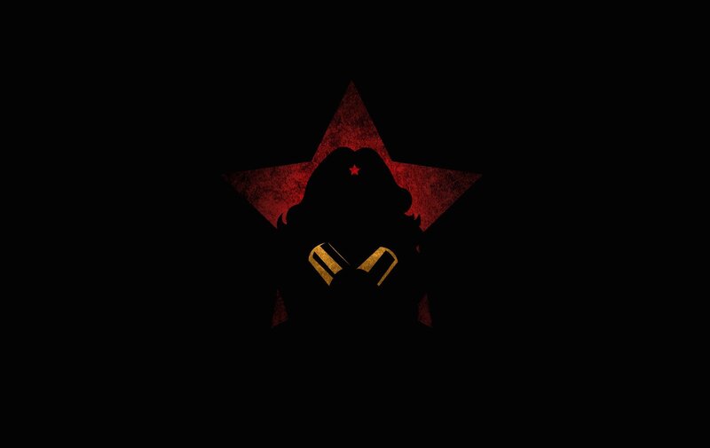 Wonder Woman silhouette with red star