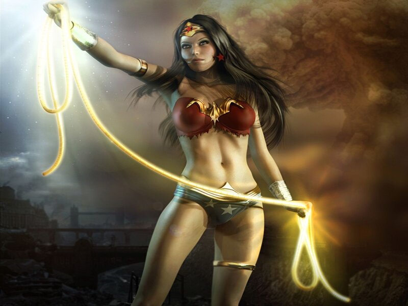 Wonder Woman with Lasso — Red, Dramatic