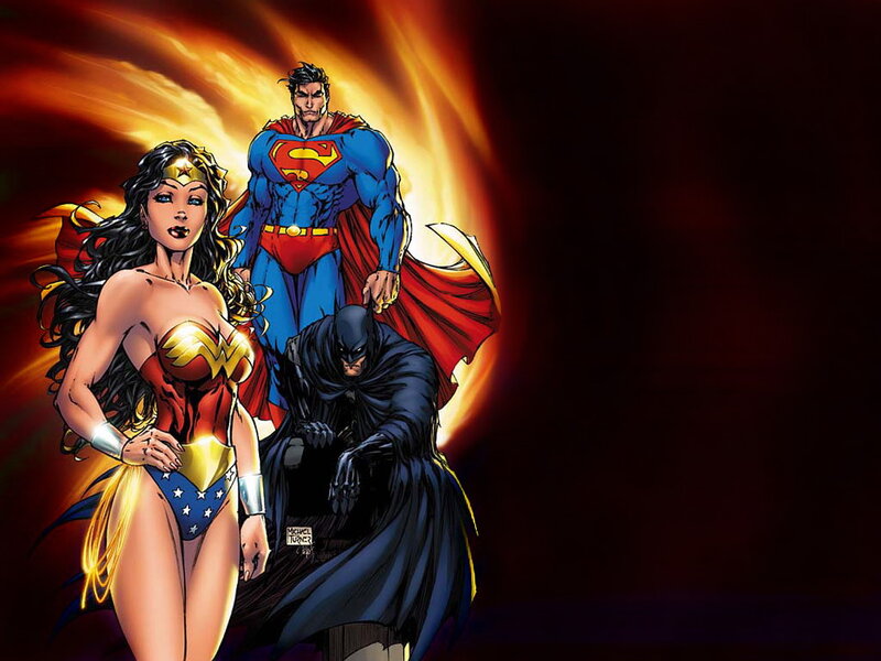 Wonder Woman with Superman and Batman — Red