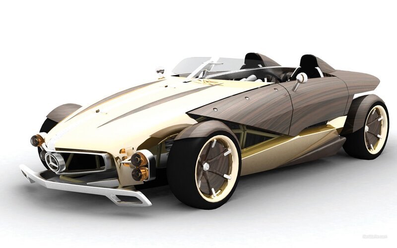 wood and gold concept car