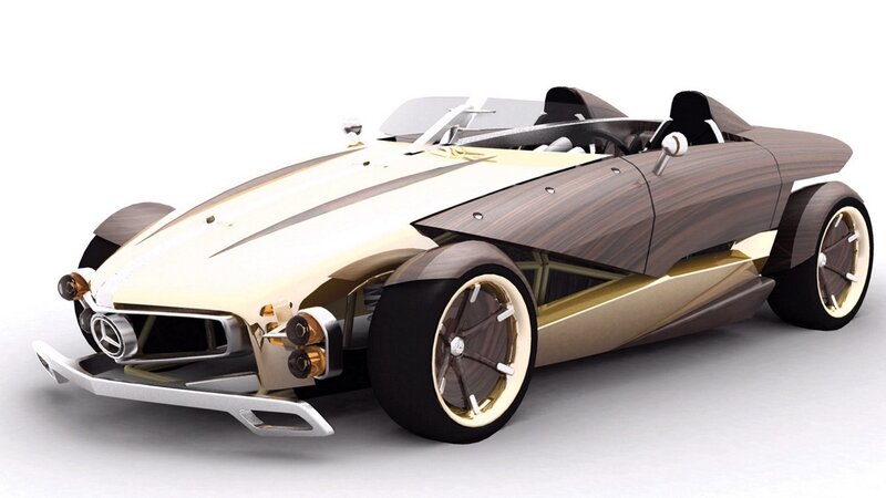 wood and gold concept car