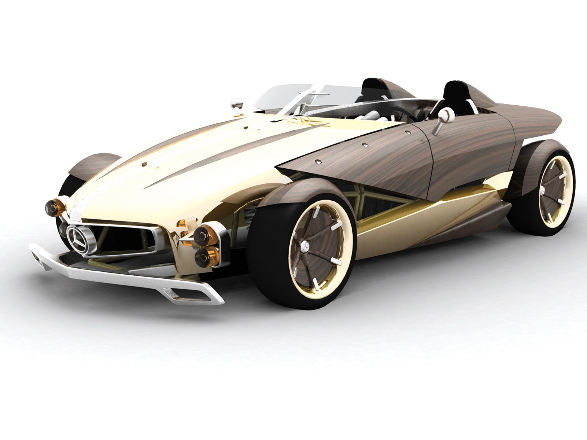 wood and gold concept car