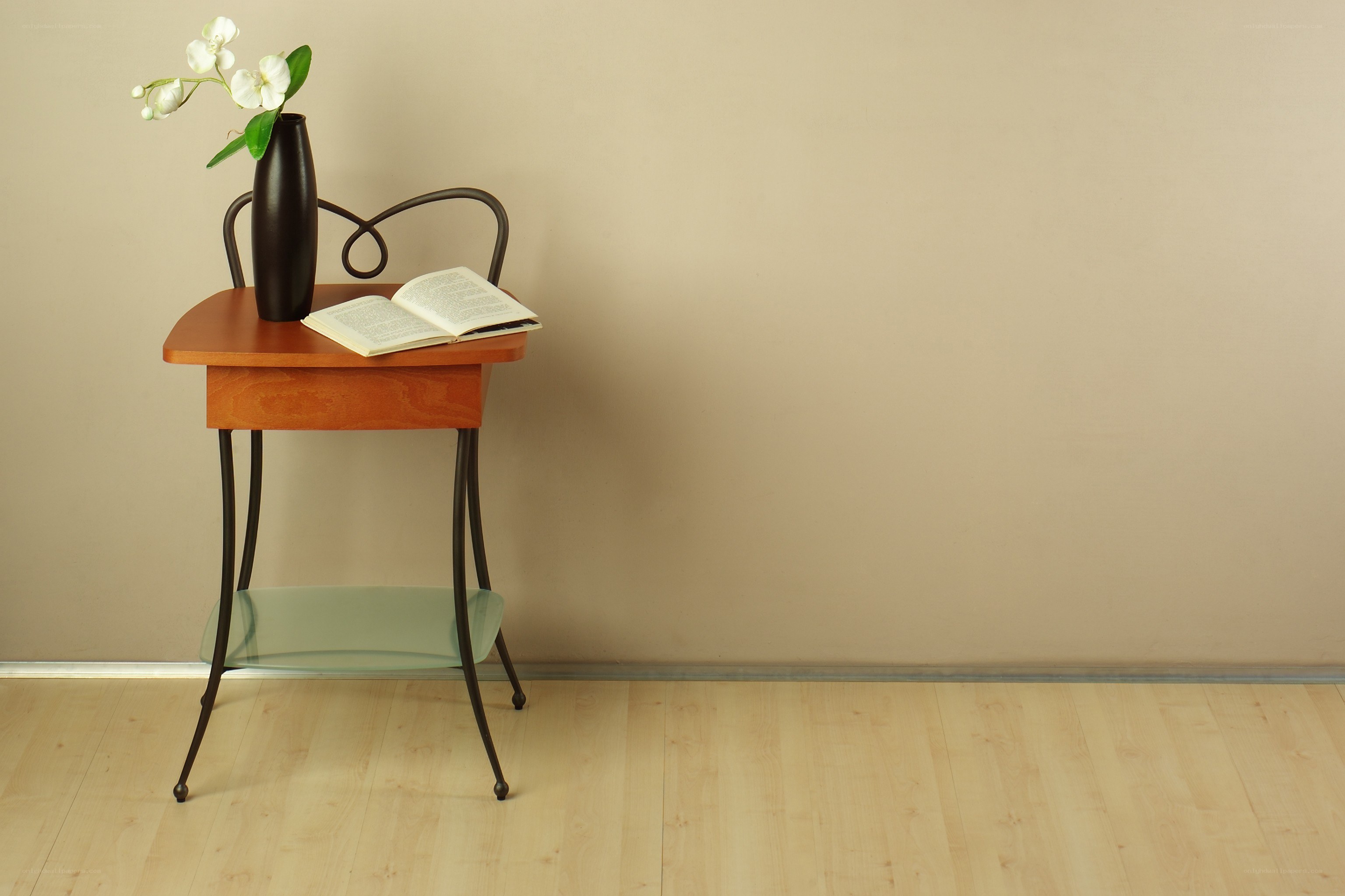 Wood and metal side table