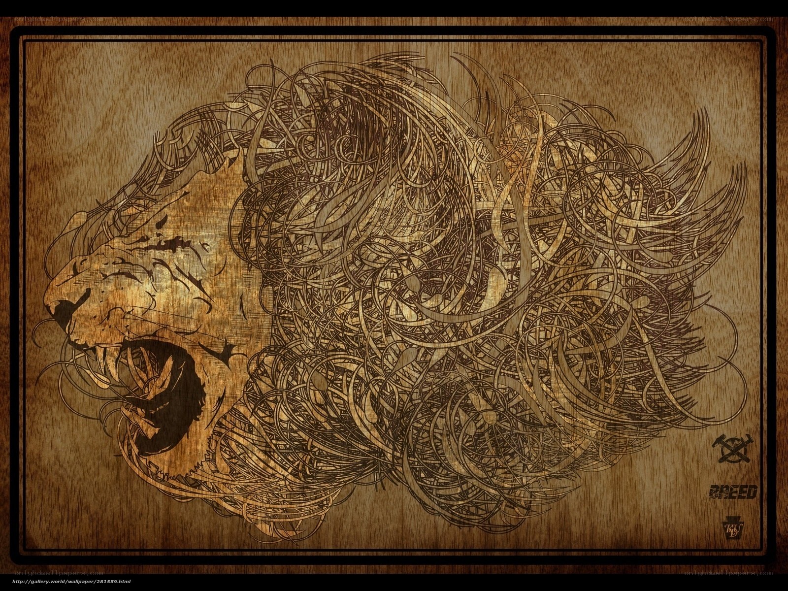 wood-burned lion head