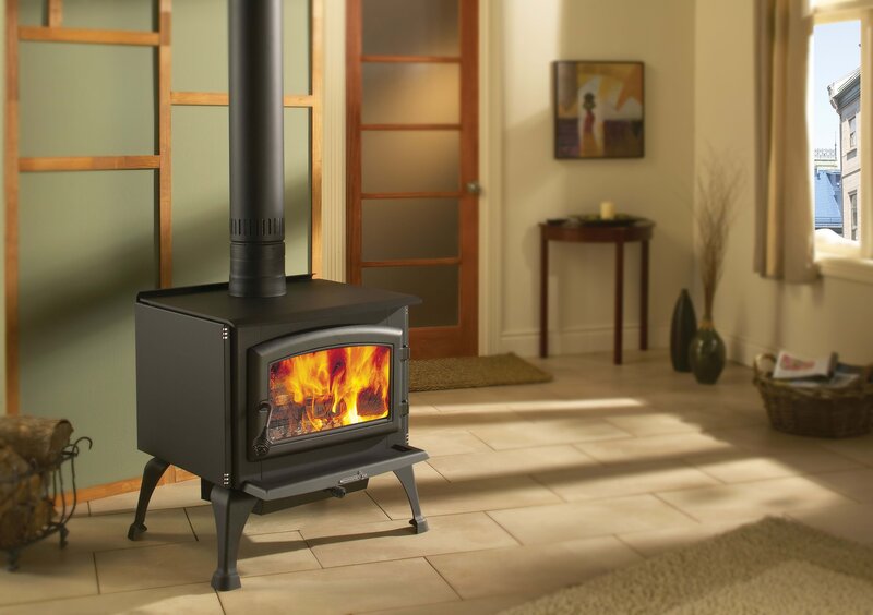 wood-burning stove in living room
