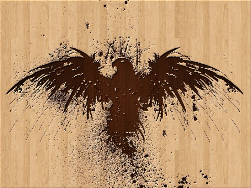 wood-carved eagle design