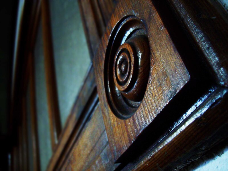 wood carving detail on door
