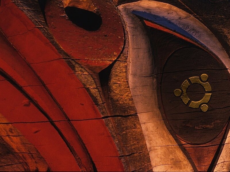 wood carving with ubuntu logo