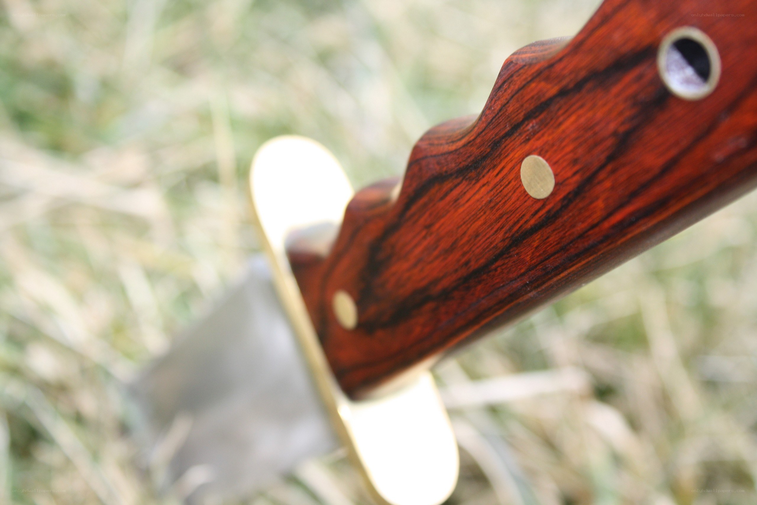 wood-handled knife in grass