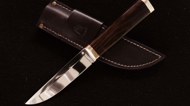 wood-handled knife with sheath