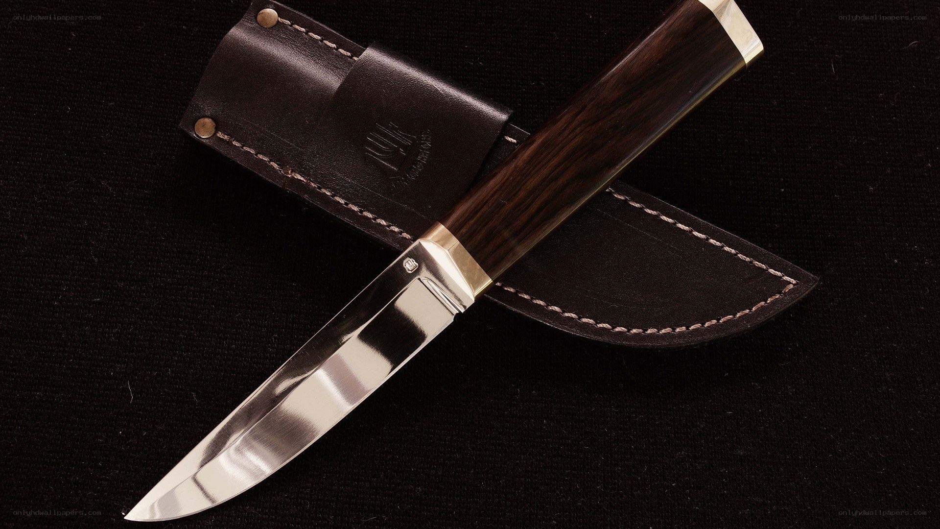 wood-handled knife with sheath