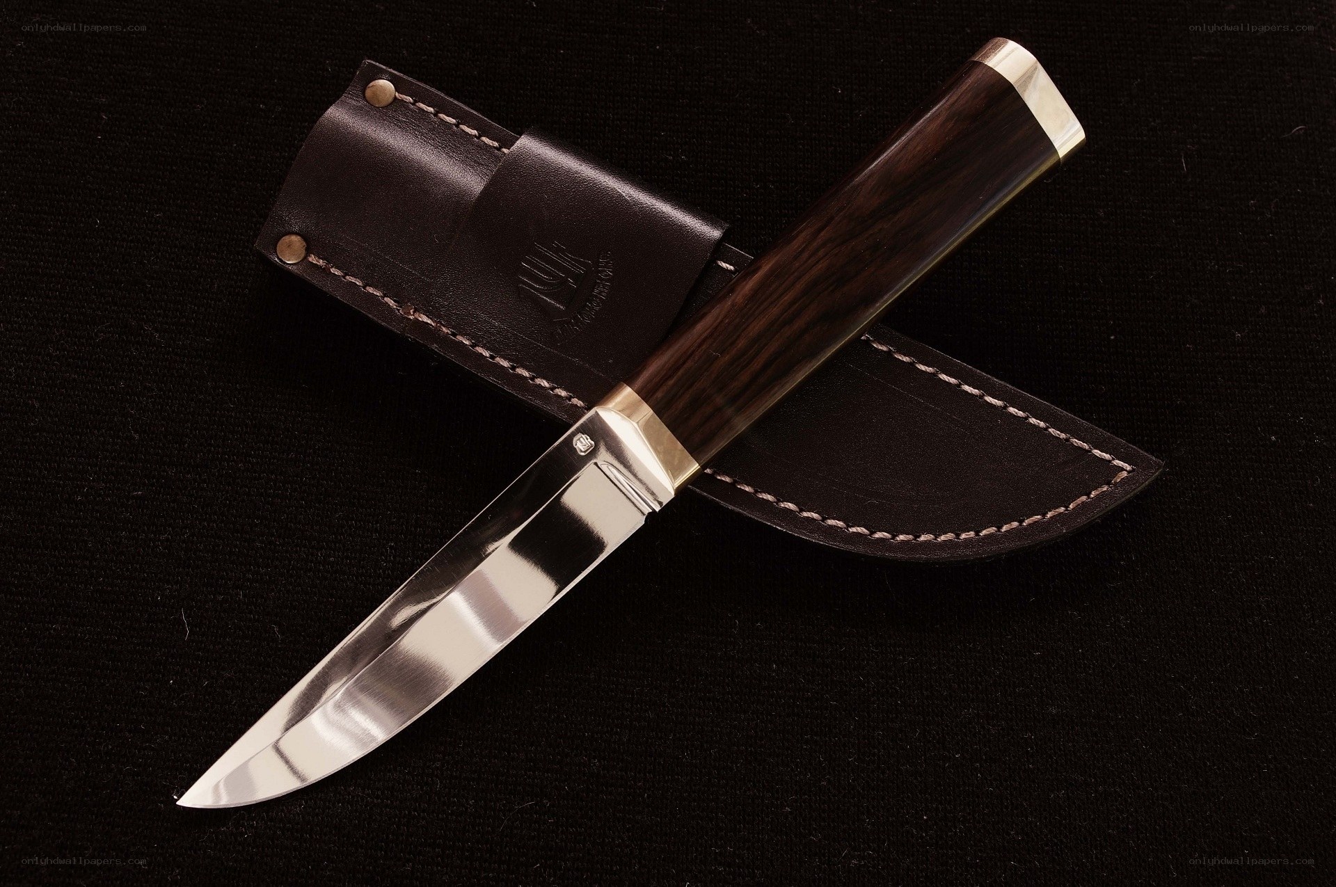 wood-handled knife with sheath