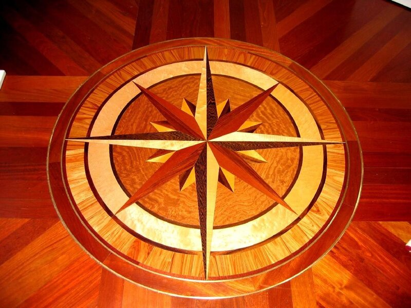 wood inlay compass rose