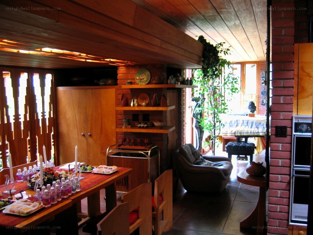 Wood-paneled dining room interior