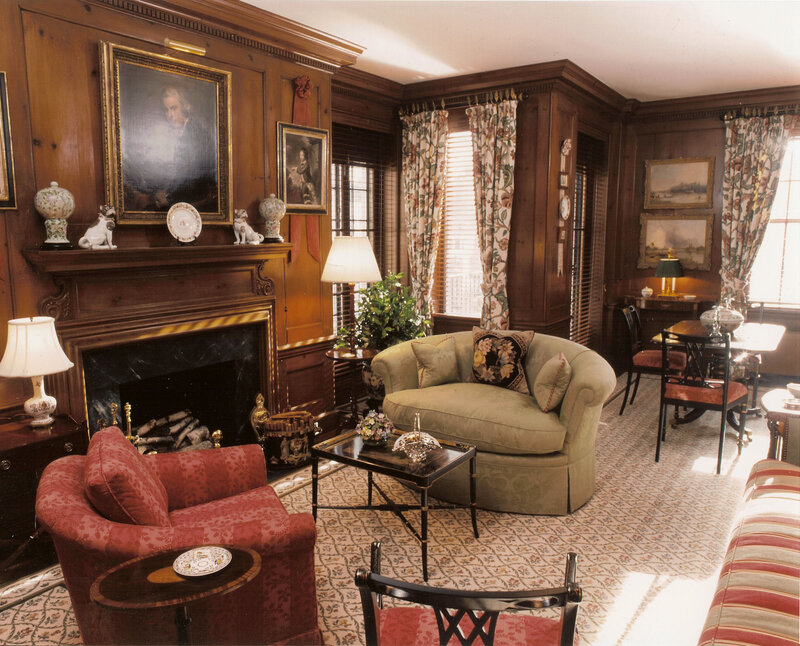 Wood-paneled Living Room — Brown