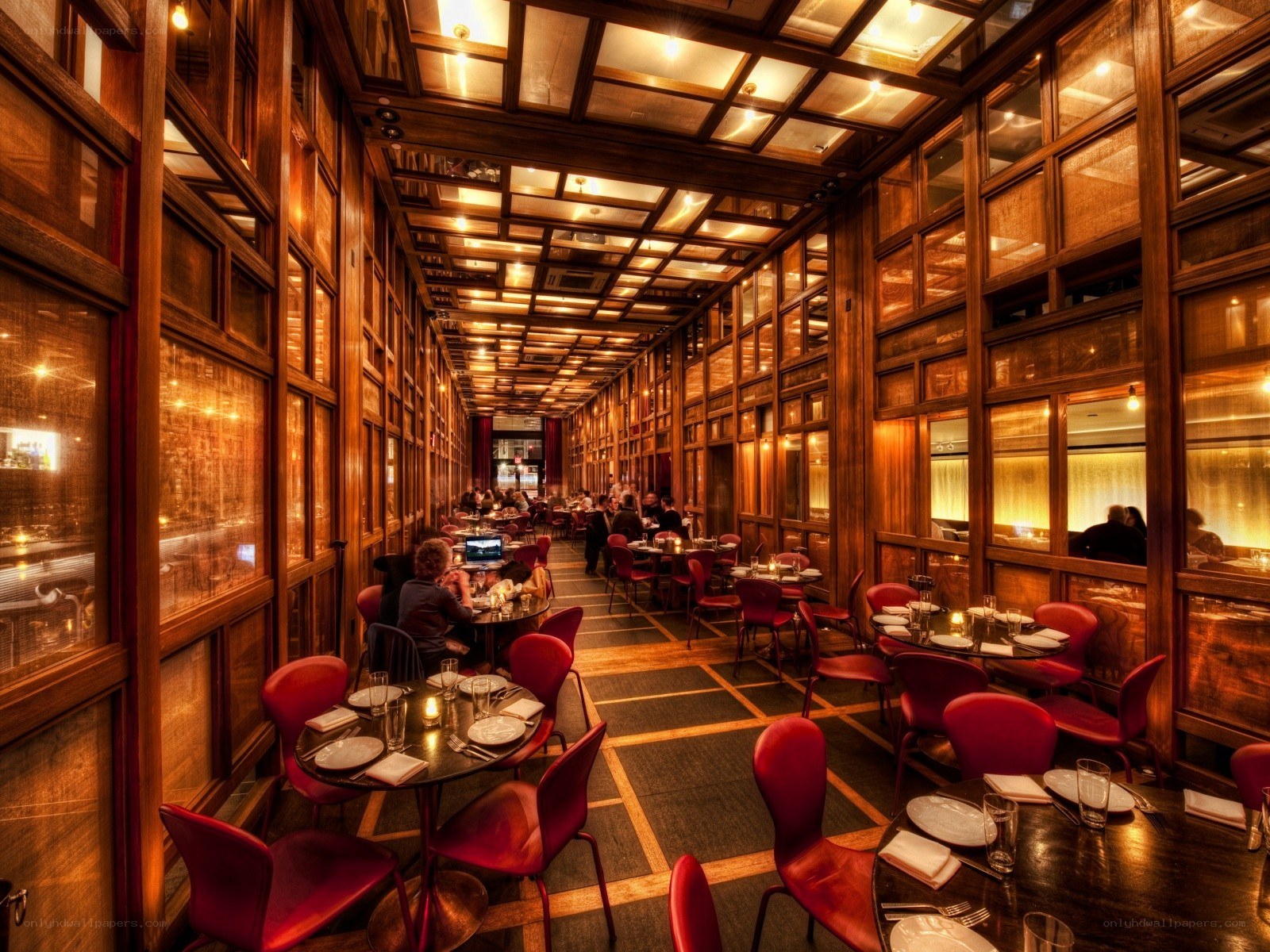 wood-paneled restaurant interior