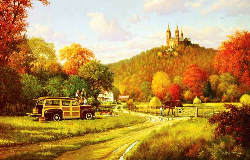 Wood-paneled Station Wagon — Orange