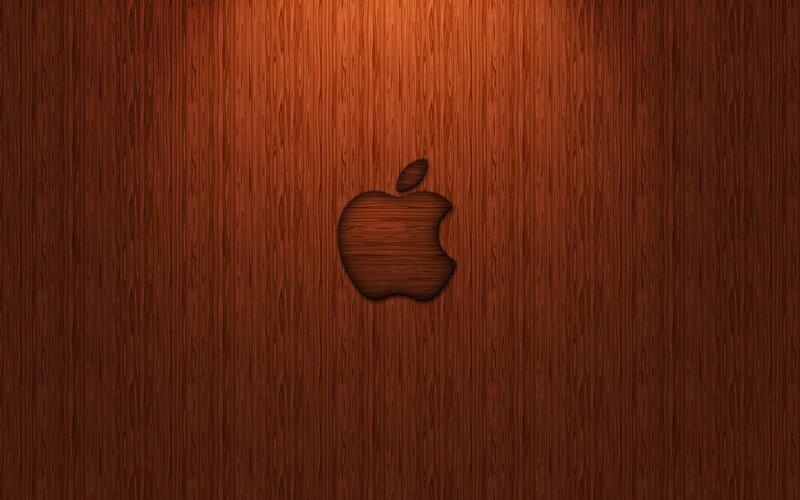 wood texture apple logo