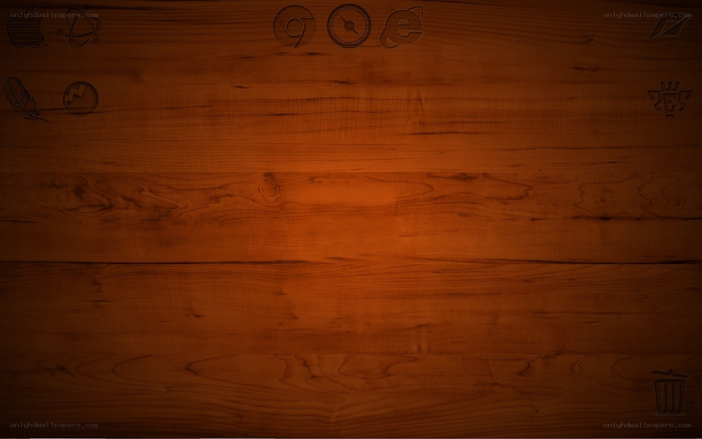 wood texture with app icons