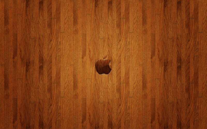 wood texture with apple logo