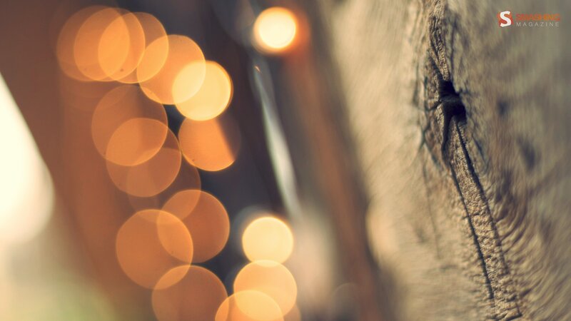 Wood Texture with Bokeh Lights
