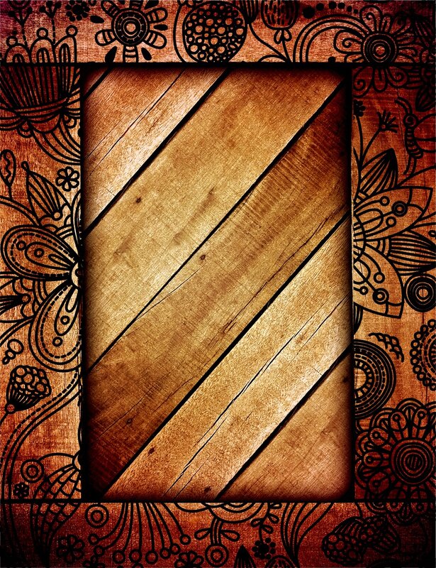 wood texture with floral border