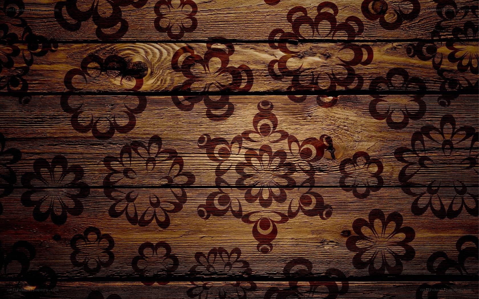 wood texture with floral pattern