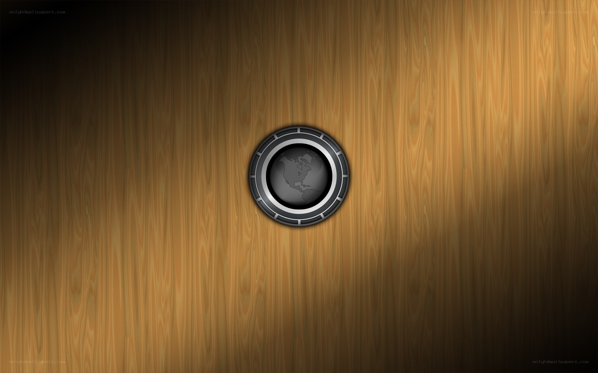 wood texture with globe emblem