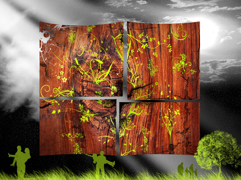 wood texture with green vines