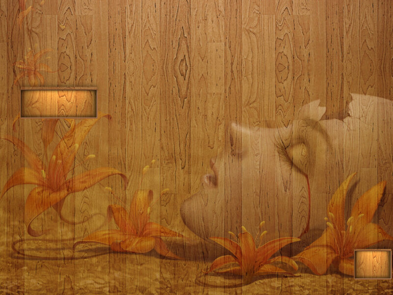 wood texture with lilies