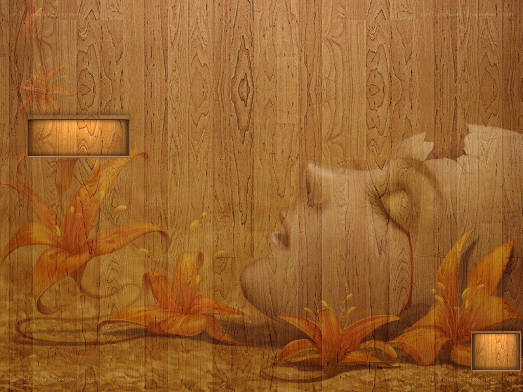 wood texture with lilies