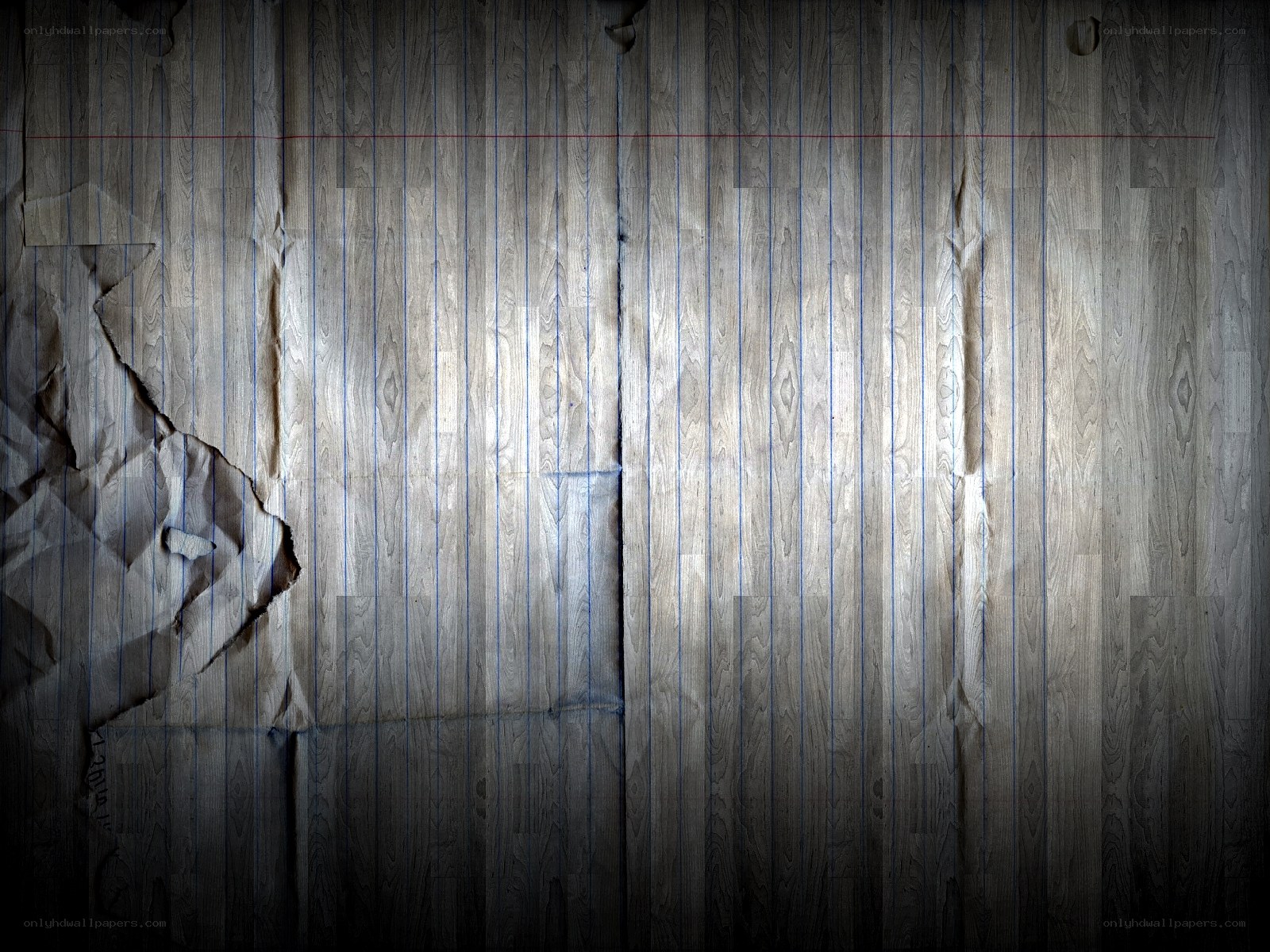 wood texture with torn paper