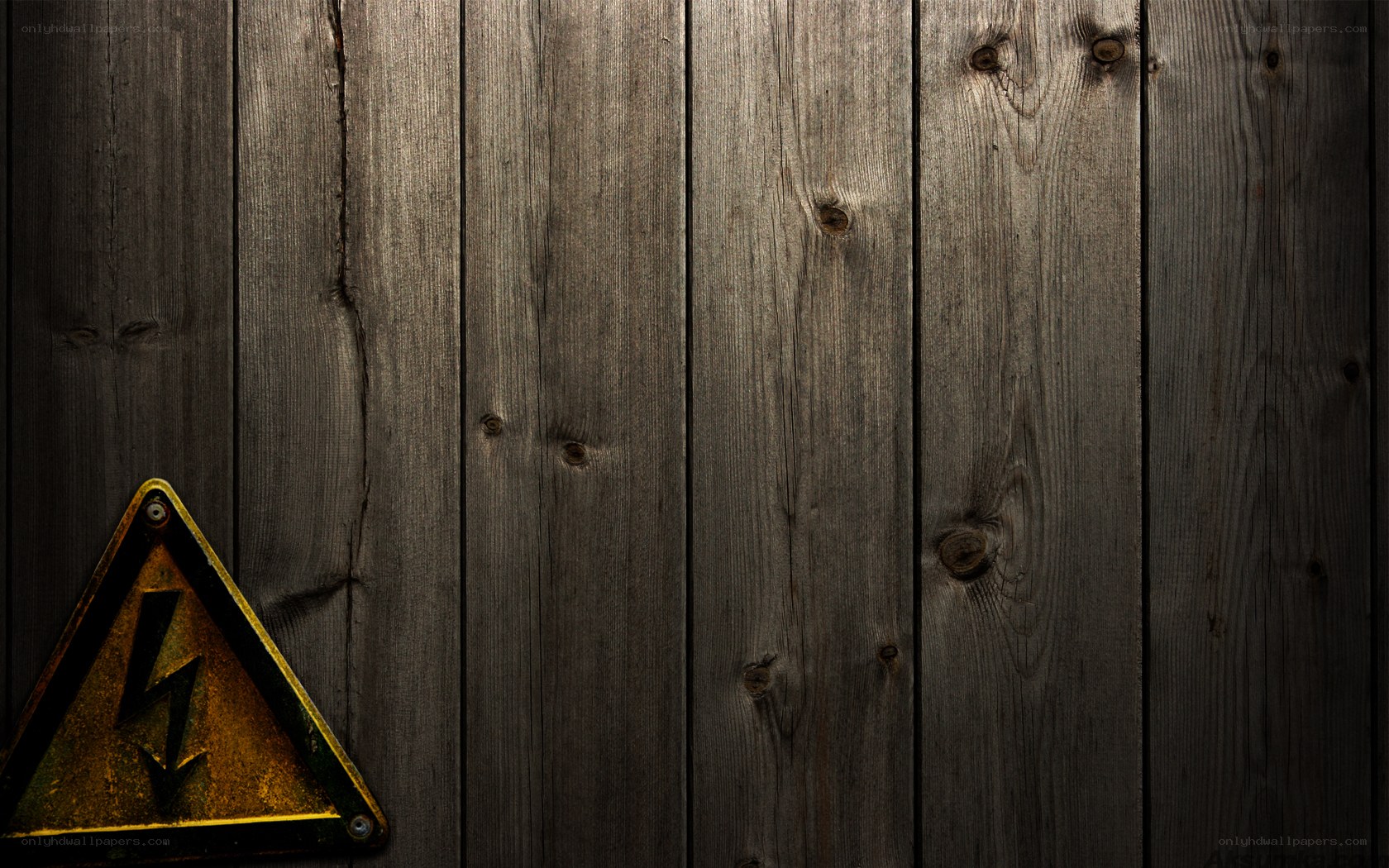 wood texture with warning sign