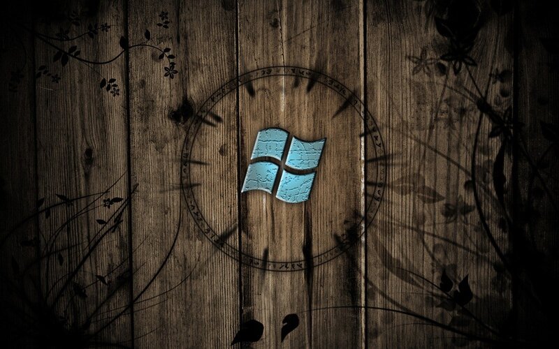 wood texture with windows logo