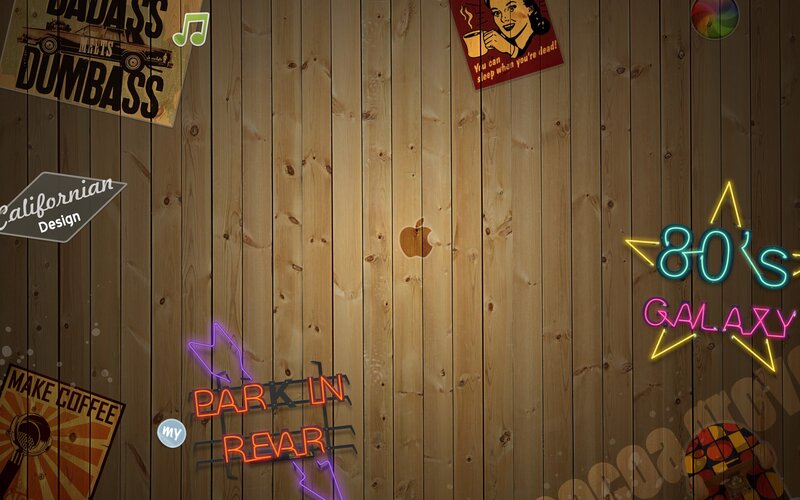 wood wall with neon signs