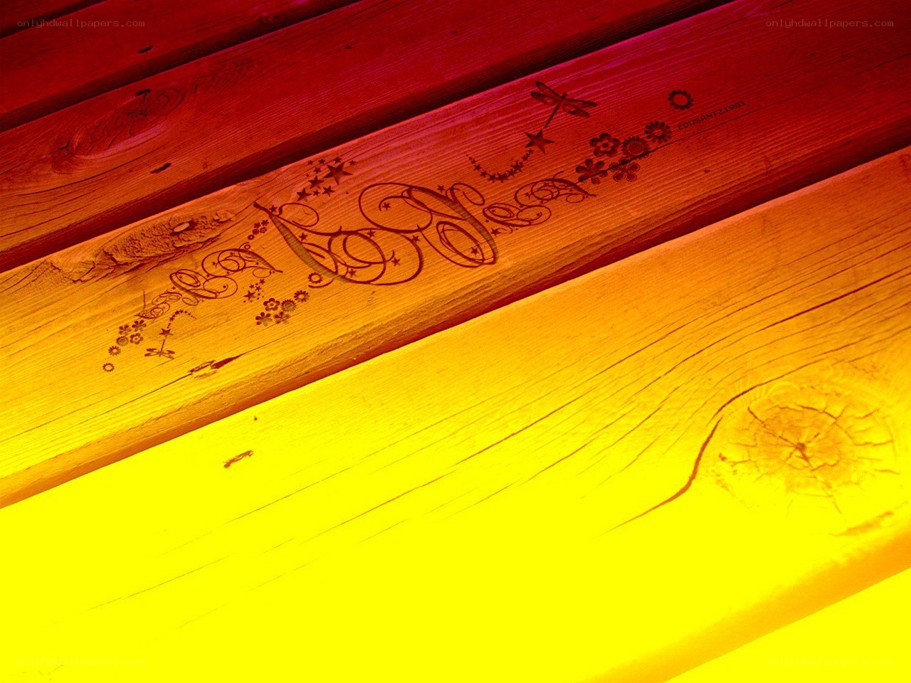 wood with engraved design
