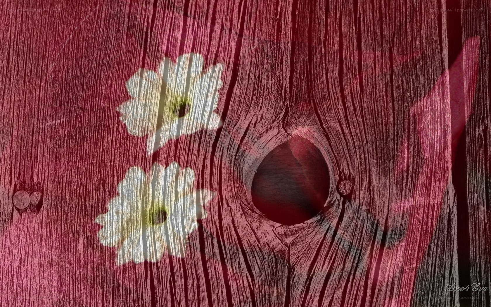 Wood with flowers overlay