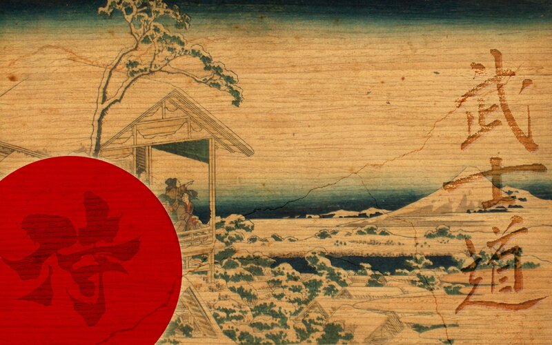 Woodblock Print with Red Circle