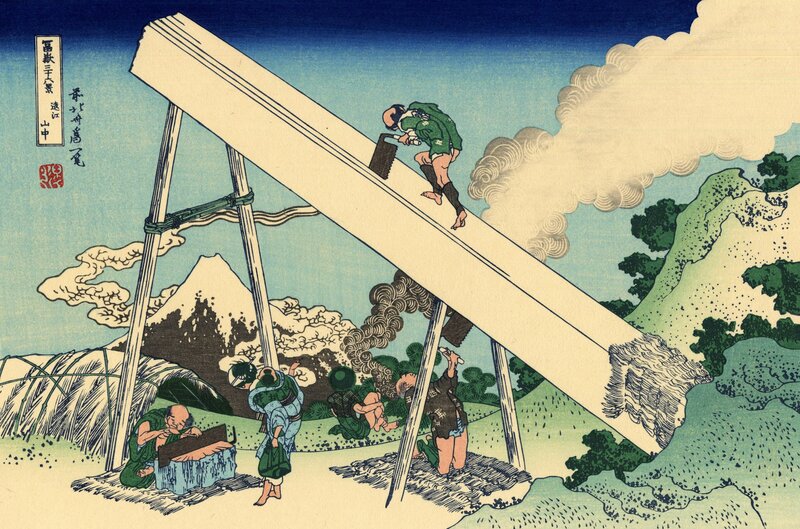 Woodcutters at Mount Fuji
