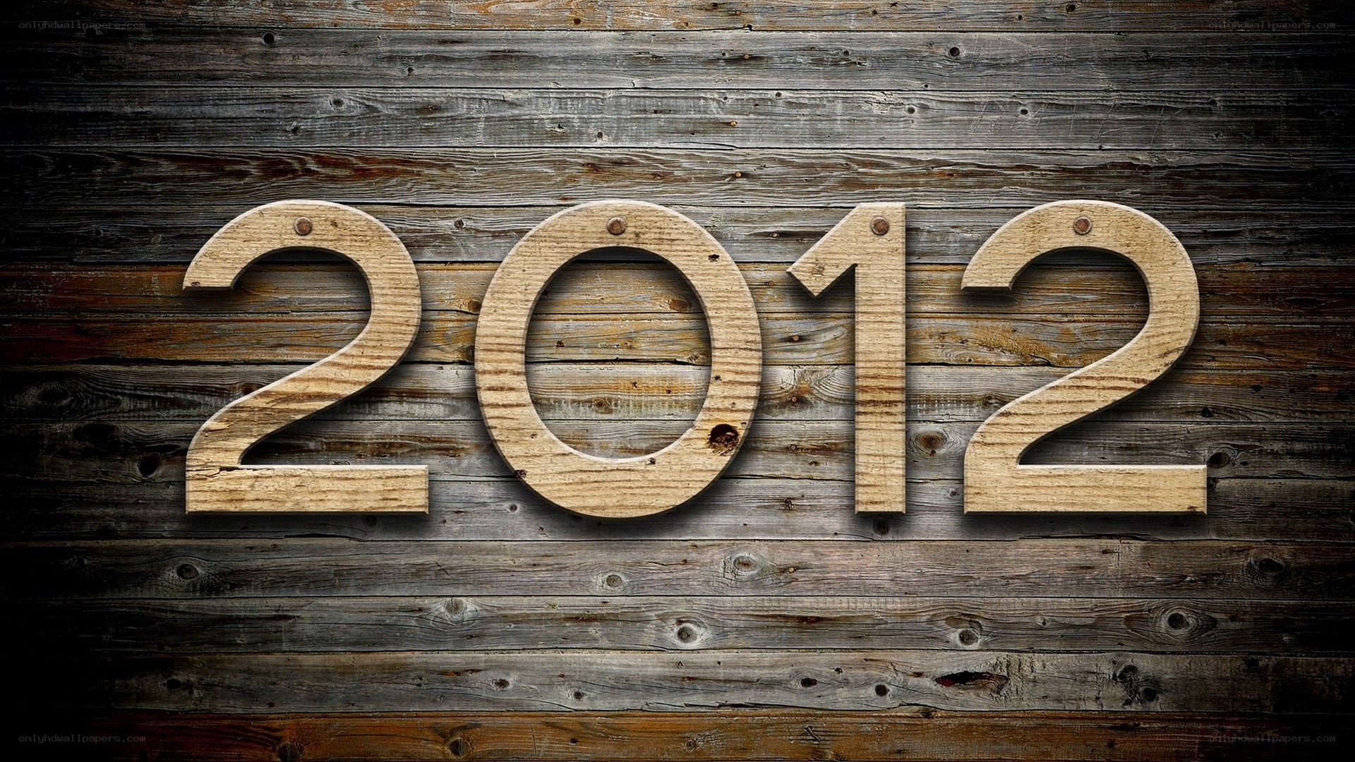 Wooden 2012 on rustic wall