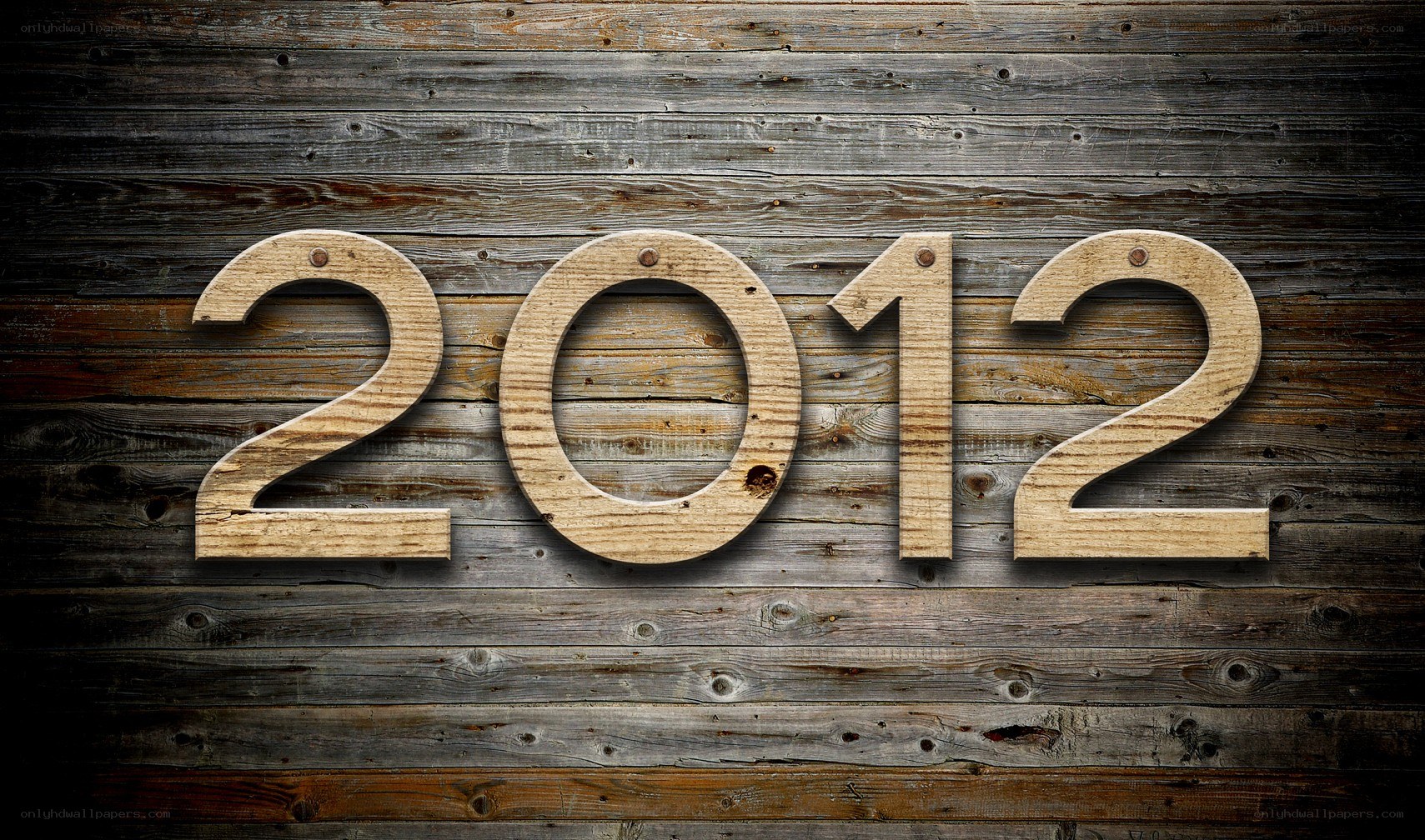 Wooden 2012 on weathered planks