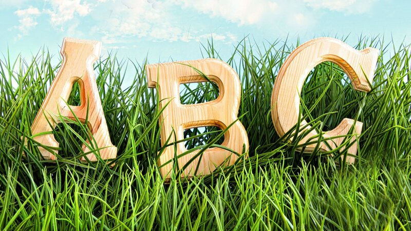 Wooden Abc Letters in Grass — Green