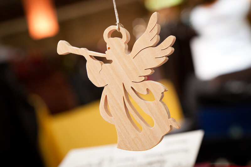 Wooden Angel Ornament — Brown