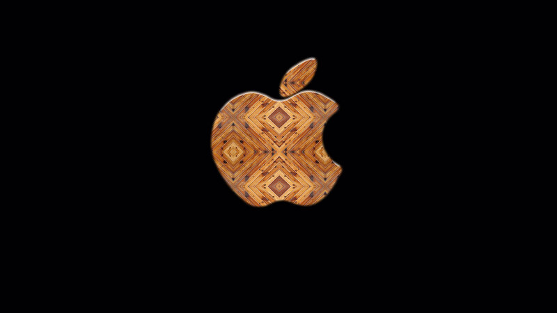 Wooden Apple Logo — Black, Minimalist