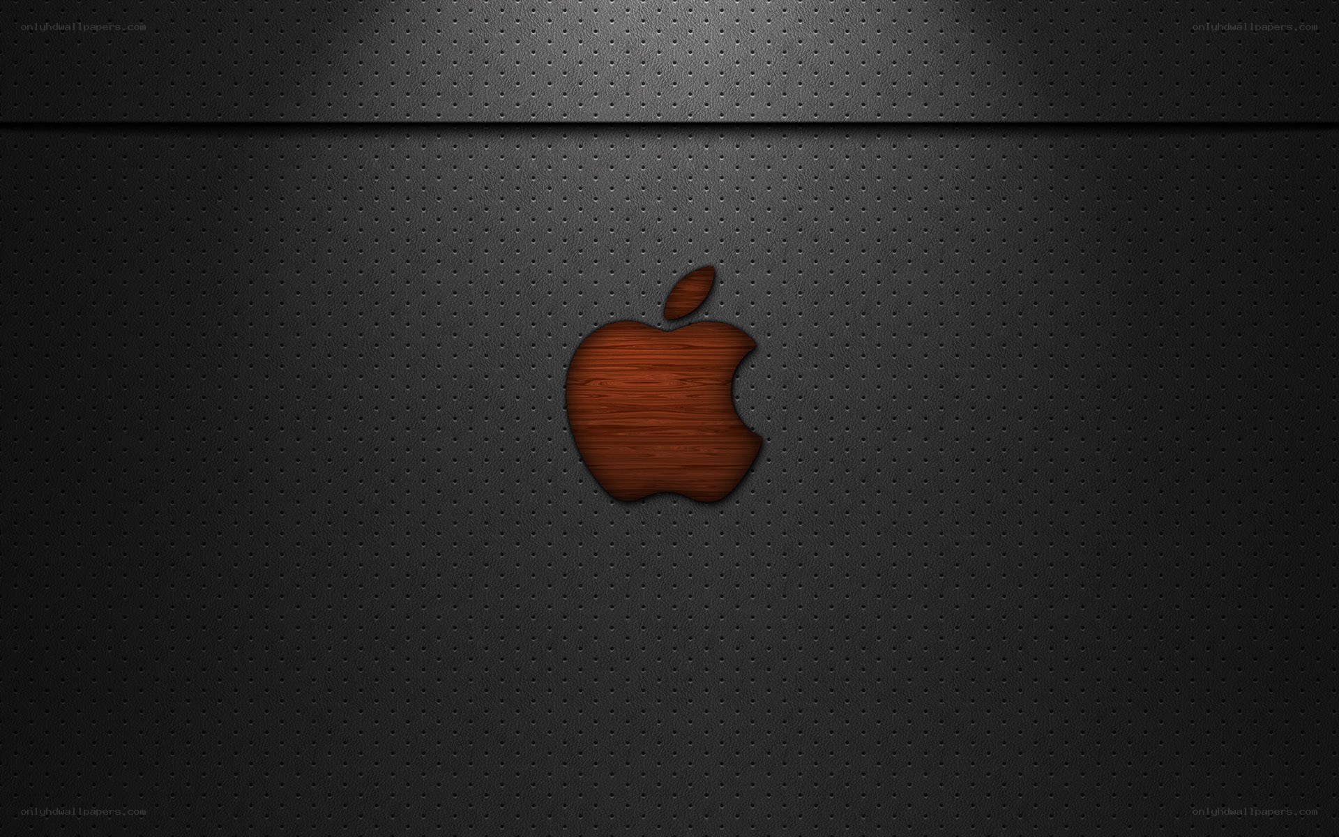 wooden apple logo on metal