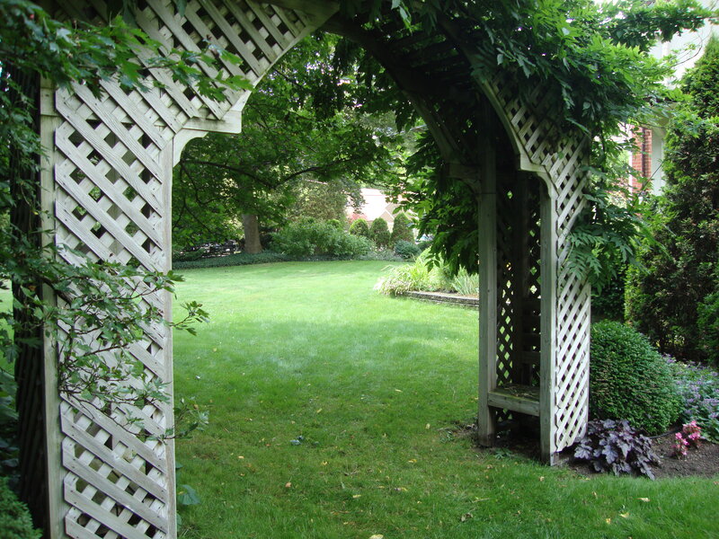 Wooden Arbor in Garden — Green