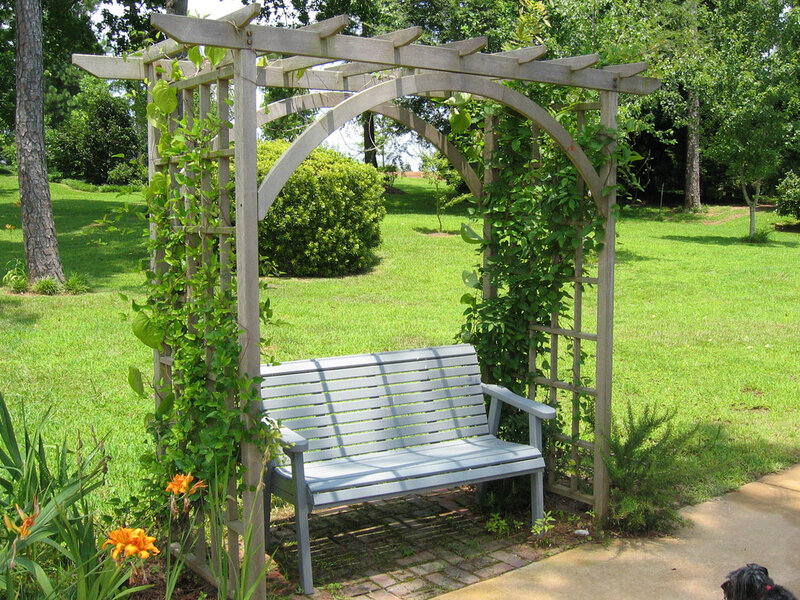 Wooden Arbor with Bench