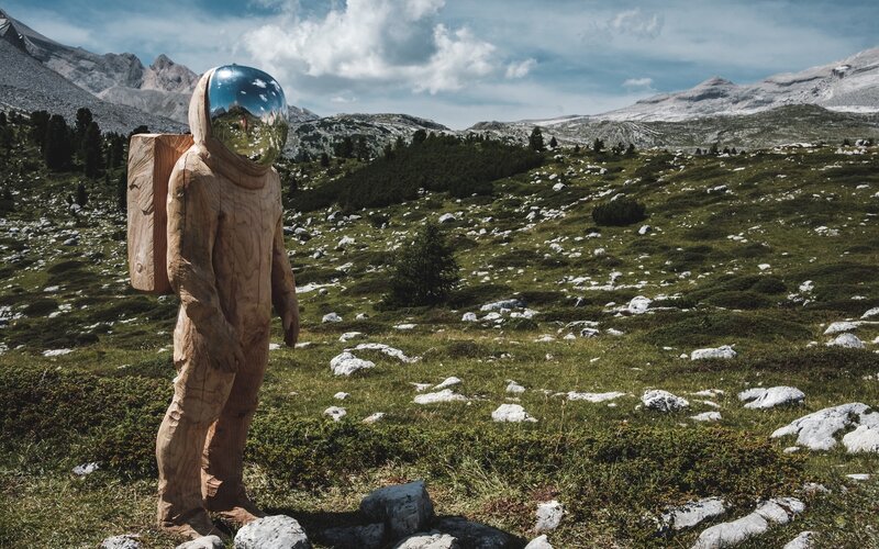 Wooden Astronaut Sculpture