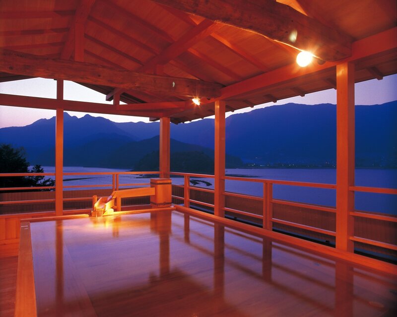 Wooden Balcony at Dusk