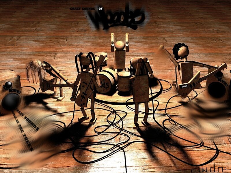 Wooden band performing music